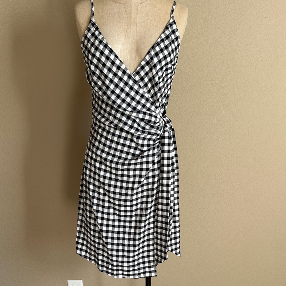 Mustard Seed Black and White Gingham Asymmetrical Dress